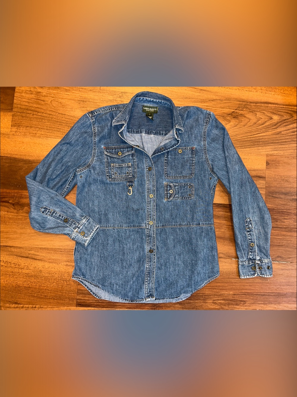 Ralph Lauren Jeans Co Snap Button Down Denim Utility Shacket Shirt 4 - Picture 9 of 14